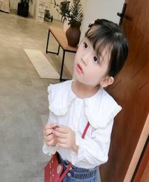 2019 New Spring fashion children white Lotus leaf collar Tshirt Cardigan students girl clothes Autumn coat8903845