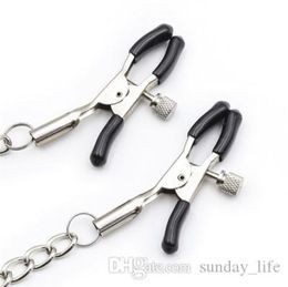 New Sexy Women Adjustable Buckled Choker Collar Belt with Open Mouth Ring Silicon Ball Gag Chained Nipple Clamps F7109488