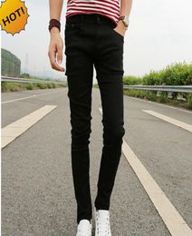 New 2017 Spring Summer Skinny jeans mens leisure stretch feet pants tight black length trousers Cheap Pencil Pants Men whole6455534