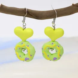 Dangle Earrings For Women Cute Donuts Acrylic Love Heart Drop Bohemian Jewellery Female Girls Gift Ear Accessories