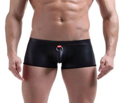 Imitation Leather Underwear Men Boxers Spandex Underwear Sexy Man Black Panties Comfortable Underpants Male Boxer Short Undershort3155796