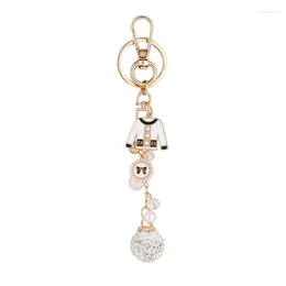 Keychains Fashion Rhinestone Ball Bow Cute Keychain Mini Handbag Pearl Chain Metal Keyring Women Gift Jewellery Bag Car Pendant Accessories