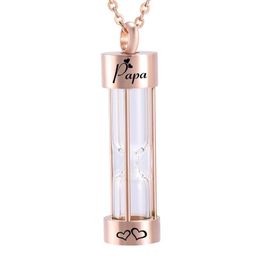 Fashion rose gold Hourglass Urn Necklace Cremation Ashes Memorial Jewelry Transparent Pendants Fill kit & Chain177C