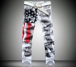 2020 New Fashion Mens American USA Flag Printed Jeans Straight Slim Fit Trousers Plus Size 38 40 42 Casual Jeans Pants For Men2486042
