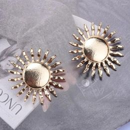 Dangle Earrings Vintage Unique Big Punk Metal Sun Flower Shaped Statement Fashion Jewellery Gifts