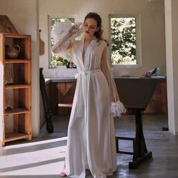 Women's Sleepwear Embroidery Flower Robe Satin Women Sleepwear With Lace Sleeve Feather Sexy Patchwork Bathrobe Kimono Wedding Gown Long Lingerie T231223