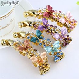 Imixlot Girl Banana Clip Crystal Rhinestone Butterfly Barrettes Hairpins Hair Clips Women Hair Accessories197p