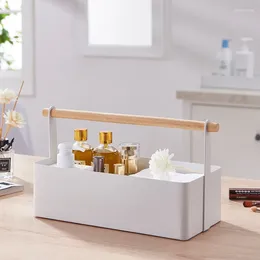 Kitchen Storage Cosmetic Box Wood Handle Jewellery Flower Pot Rack Seasoning Bottle Holder Bathroom Supplies Organise Tray