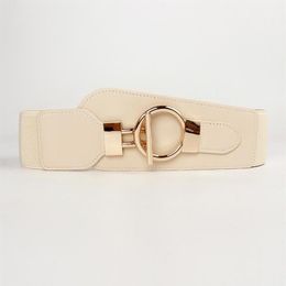 Belts Gold Buckle Belt For Women Fashion Wide Elastic Girdle Black Beige Colour Dress And Coat Gift Cummerbunds241l