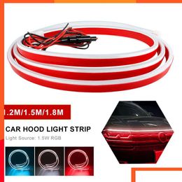 Decorative Lights New Car Hood Led Light Strip 12V 1.2M/1.5M/1.8M Scanning Atmosphere Lamp Daytime Running Drl Accessories Drop Delive Dh9Gf