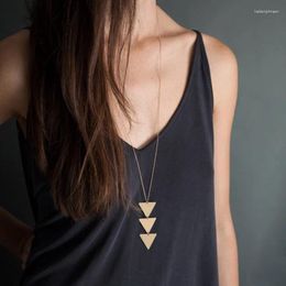 Pendant Necklaces 2023 Triangle Metal Geometric Women Long Chain Necklace Chocker Collana Bijoux Collier Femme Joyas Mujer Ras Du Cou