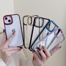 Electroplated Transparent Phone Cases for IPhone 15 13 Pro Max 14 Plus 12 11 Mobile Case Shockproof Plating Acrylic Clear Luxury 3in1 Back Cover 30pcs