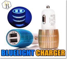 Colorful Led Car Charger 2 ports Cigarette Port 5v 21A Micro auto power Adapter Dual USB for Phone 7 plus samsung s72171591