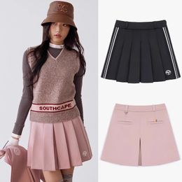 Women's Golf Skirt Autumn and Winter Ball Uniform Pleated Skirt Ladies Safety Short Skirt All-Matching Striped Pleated Skirt
