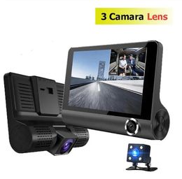 Sensors Car DVR 3 Cameras Lens 4.0 Inch Dash Camera Dual Lens With Rearview Camera Video Recorder Auto Registrator Dvrs Dash Cam