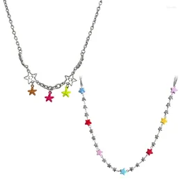 Pendant Necklaces Five-pointed Star Splicing Necklace Niche Simple Hip-hop Clavicle Chain Female Alloy Does Not Fade