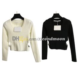 Sexy Hollow Knits Top Women Slim Fit Bottoming Shirt Long Sleeve Knitted Tops U Neck Knitwear