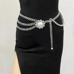 Belts Waist Chain Multilayer Elegant Hypoallergenic High Gloss Adjustable Shiny Rhinestones Mimic Pearl Women's Body Belt266i