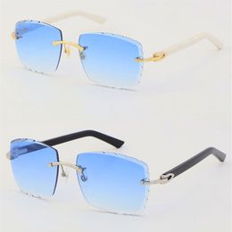 Whole Selling Rimless Sunglasses dazzle Lens Optical 3524012-A Original Plank Glasses High Quality Carved lense Glass Unisex203a