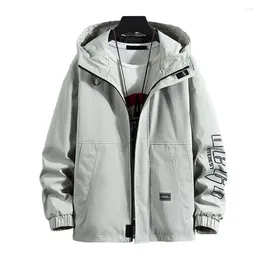 Men's Jackets Hooded Drawstring Fashion Jacket Thick Warm With Letter Print Zipper Closure Mid Length For Winter