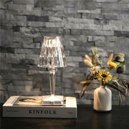 Night Lights Italian Kartell Battery USB Touch Sensor Bed Lamp Decor Restaurant Table Lamps Acrylic Diamond Desk Light Fixtures226R