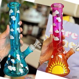 2024 New Arrival 10.5 inches straight Glass beaker dab rig with Honeycomb perc glass water pipes glass bongs with 14 mm joint