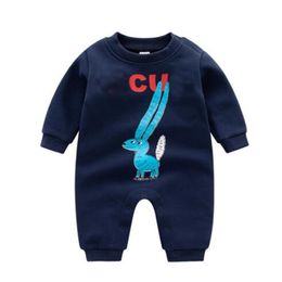 Designer Baby Romper Long Sleeve Cotton Newborn Infant Onesies Pyjamas Thick Fleece Boy Girl Jumpsuits Autumn Winter Toddler kids Clothes