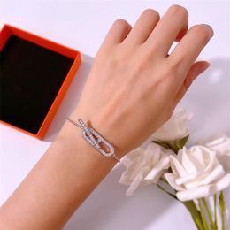 Luxury Designer Jewelry Women Charm Bracelets Thin Chain with diamond Bracelet Gold Silver Stainless Steel Fashion Style ins girl 1978