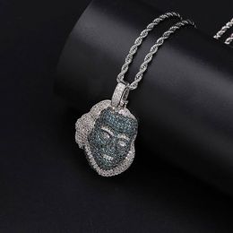 Iced Out Franklin Avatar Pendant Necklace with 60cm Rope Chain Micro Pave Cubic Zirconia Simulated Diamonds Pendant213M