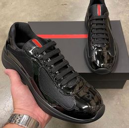 2024 New Luxury Men's America Cup Sneakers Shoes Technical Fabric Calf Leather Runner Sport Platform Sole Party Dress Discount Men Trainers Hiking Footwear EU38-46