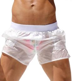 Men039s Shorts Summer Mens Translucent Sexy Swimming See Through Beach Board Man Pocket Thin Casual White Home Lounge Boxershor9030732
