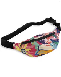 Waist Bags Flower Abstract Colourful For Women Man Travel Shoulder Crossbody Chest Waterproof Fanny Pack