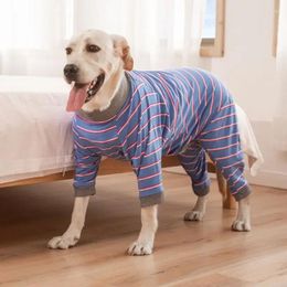 Dog Apparel Recovery Suit After Winter Warm Pyjama Four-legged Jumpsuit Striped Clothes For Medium Large Dogs Homewear