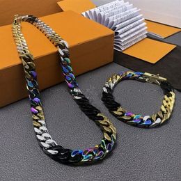 Mens Womens Designer Necklace Quenched Cuban Link Chain Necklaces Bracelets Fashion Luxury Gold Chains Jewelry232F