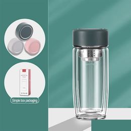 Water Bottles Environmentally Friendly Double Wall Glass Bottle Juice Beverage Container326K Drop Delivery Home Garden Kitchen Dining Dhrel