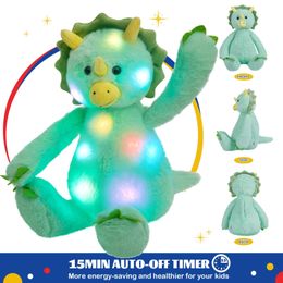 45cm Green Dinosaur LED Light Plush Toys Luminous Glowing Cute Cotton Stuffed Animals Birthday Gift Soft Toy for Girls Kids 231222