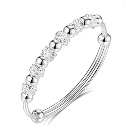 Bangle Korean Fashion Sterling Silver Lucky Beads Bangles For Women Bracelets Luxury Designer Party Wedding Jewelry Gifts