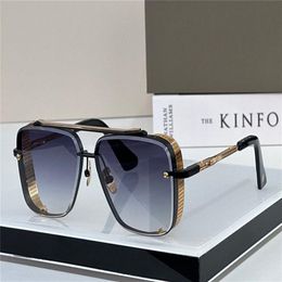 men sunglasses design pop TOP limited edition SIX men K gold retro square frame crystal cutting lens with grid detachable goggles255j