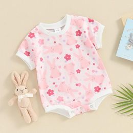 Rompers Born Baby Girl Boy Easter Outfit Cute Printed Short Sleeve Romper Infant Summer Clothes