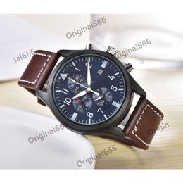 expensive menwatch iwc watch mens pilot chronograph watches all dial work high quality quartz uhren date watchmen luminor leather strap watchbox montre luxe 856K