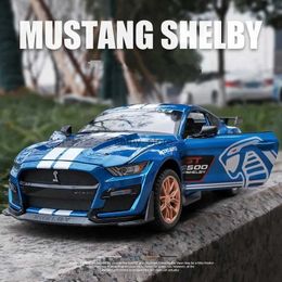 Electric/RC Car 1 32 Ford Mustang Shelby GT500 Alloy Sports Car Simulation Model Diecast Metal Car Model Sound and Light Collection Toys BoysL231223