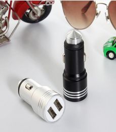 Universal 31A Safety Hammer Aluminium Metal Dual USB Car Charger For Samsung xiaomi Android Phone 2 ports USB Output Fast Charge 6736344