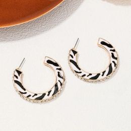 Hoop Earrings Geometric Round Enamel C-shape Metal Stud For Women Holiday Party Gift Fashion Jewellery Ear Accessories BE040