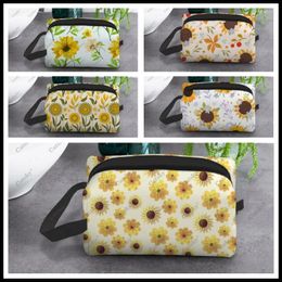 Cosmetic Bags Sunflowers Pattern Bag Women's Fashion Large Capacity Skin Care Box Printed Storage Toiletries