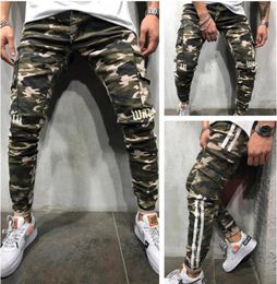 Mens Skinny Stretch Pencil Denim Pants Camouflage Pleated Slim Fit Jean Trousers Side Stripe Cargo Jeans Male Clothing2837754