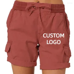 Women's Shorts Custom LOGO Cargo Summer Multi Pockets Hiking Travel Tactical Stretch Lightweight DIY Design Female S-3XL
