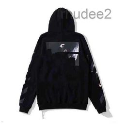 Men's Hoodies Sweatshirts Off Style Trendy Fashion Sweater Painted Arrow Crow Stripe Loose Hoodie and Women's t Shirts White Hot Ay Mz OD0S