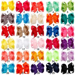 30pcs lot 4 Inch Solid Hair Bow With Clip Girls Grosgrain Ribbon Hairbows Boutique Handmade Hairpin For Kids Hair Accessories196b