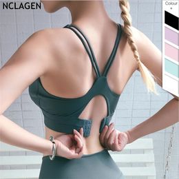 Bags Nclagen Yoga Bra Women Adjustable Sportswear Stretchy Crisscross Crop Top Beautiful Back Sport Pushup Bodybuilding Halter