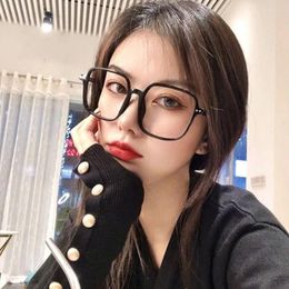 Sunglasses Frames Big Size Eye Glasses Women Square Shape Blue Light Blocking Fashion Trendy Decorative Glass